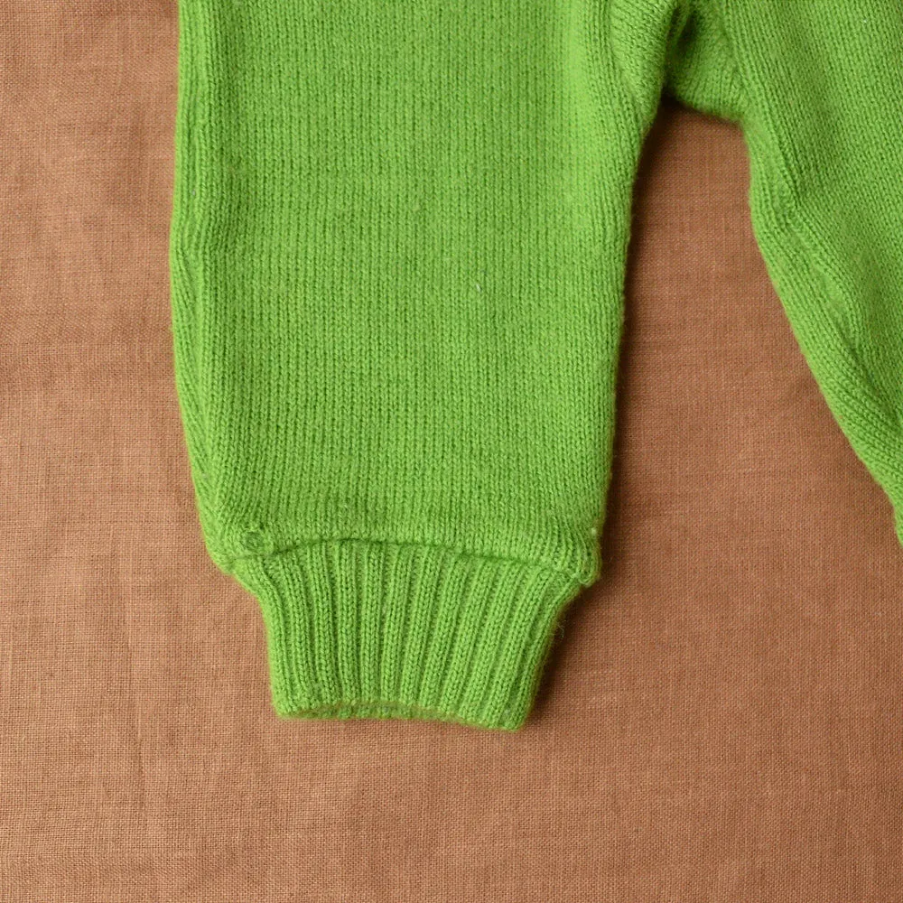 Knitted Dungarees in Organic Merino Wool - Green (3-6m) *PRE-LOVED/YOU MEND IT!