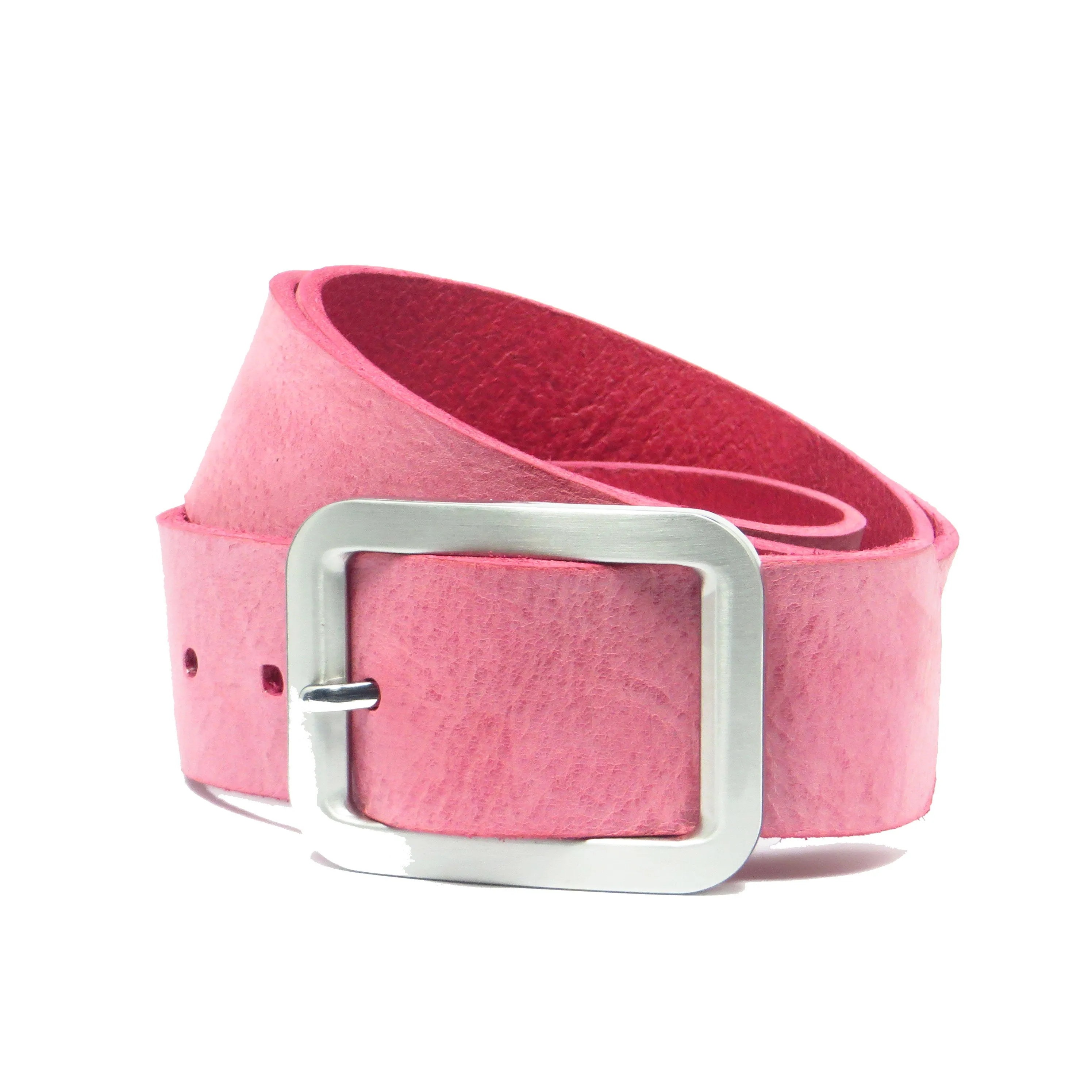 Ledergürtel 4 cm breit pink Rindsleder