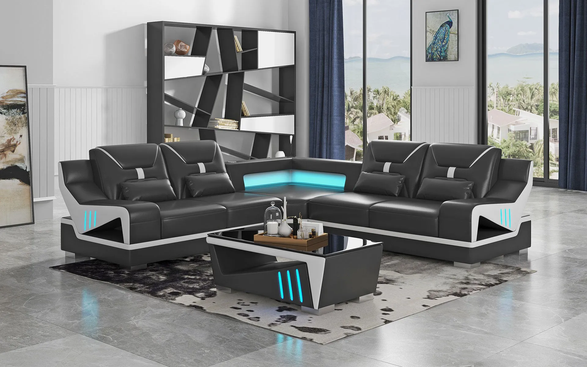 Odyssey Modern Corner Leather Sectional