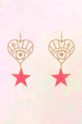 Pink Körpermitose Star Earrings