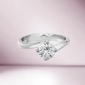 Ready to Ship Diamond Twisted Solitaire Engagement Ring (1.00 ct.) in 18K Gold, Made in Italy