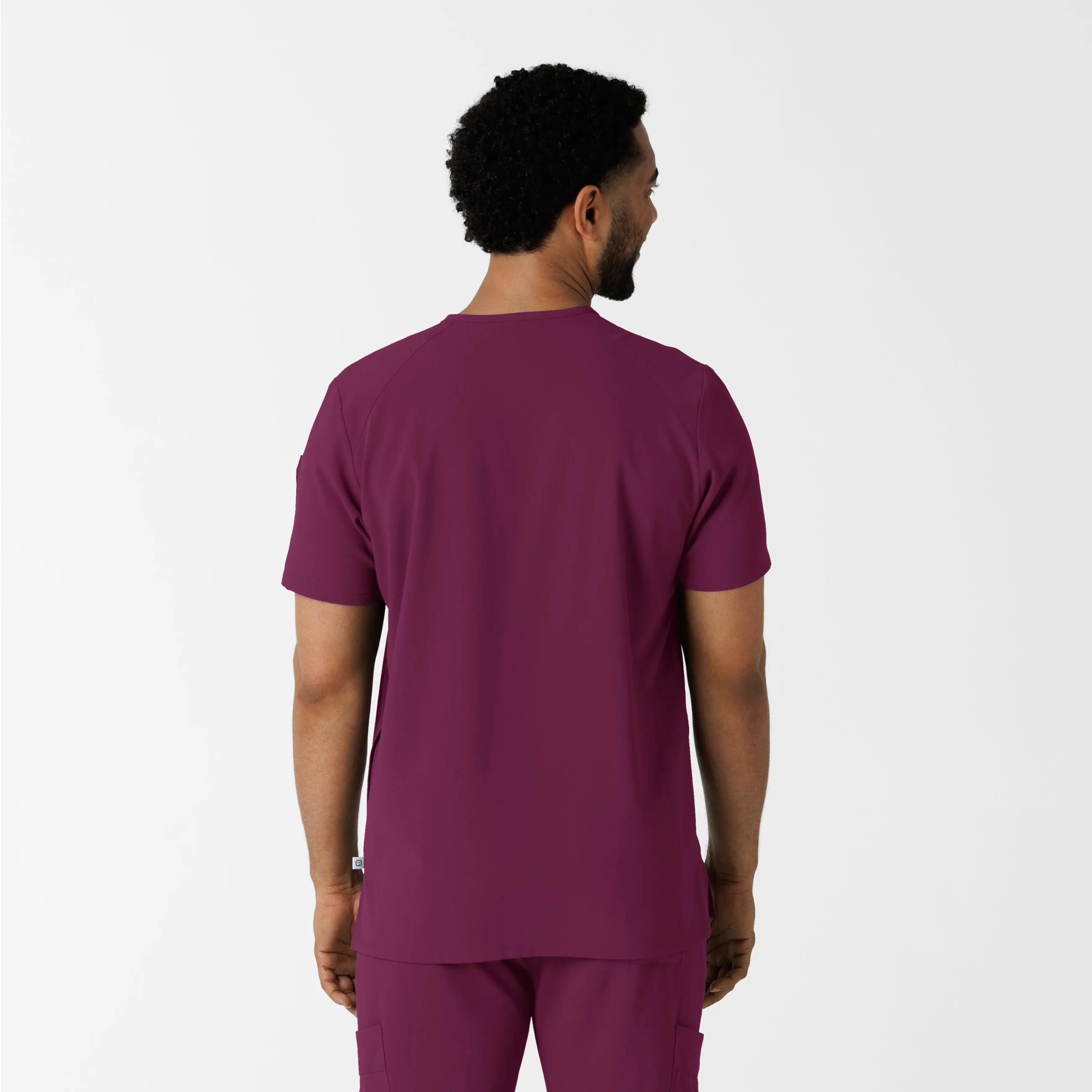 RENEW Men's V-Neck 5 Pocket Scrub Top - Wine