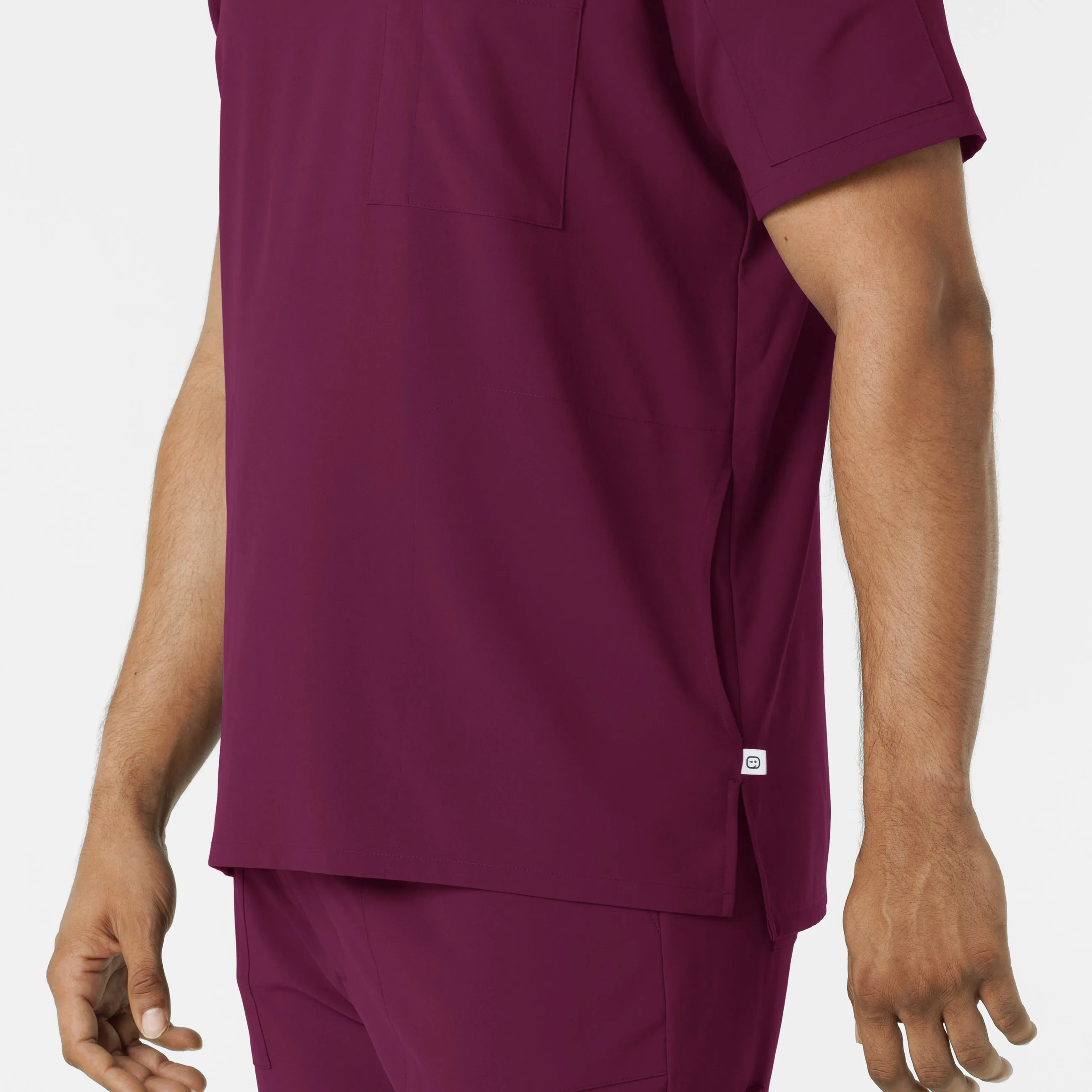 RENEW Men's V-Neck 5 Pocket Scrub Top - Wine