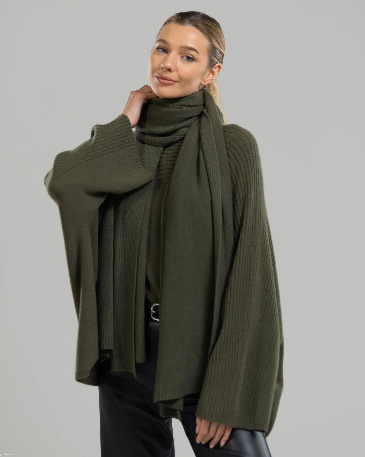 Ribbed Shawl | Khaki