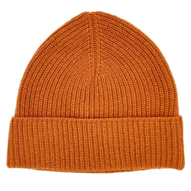 Rust Orange Cashmere Blend Beanie - Small Fit