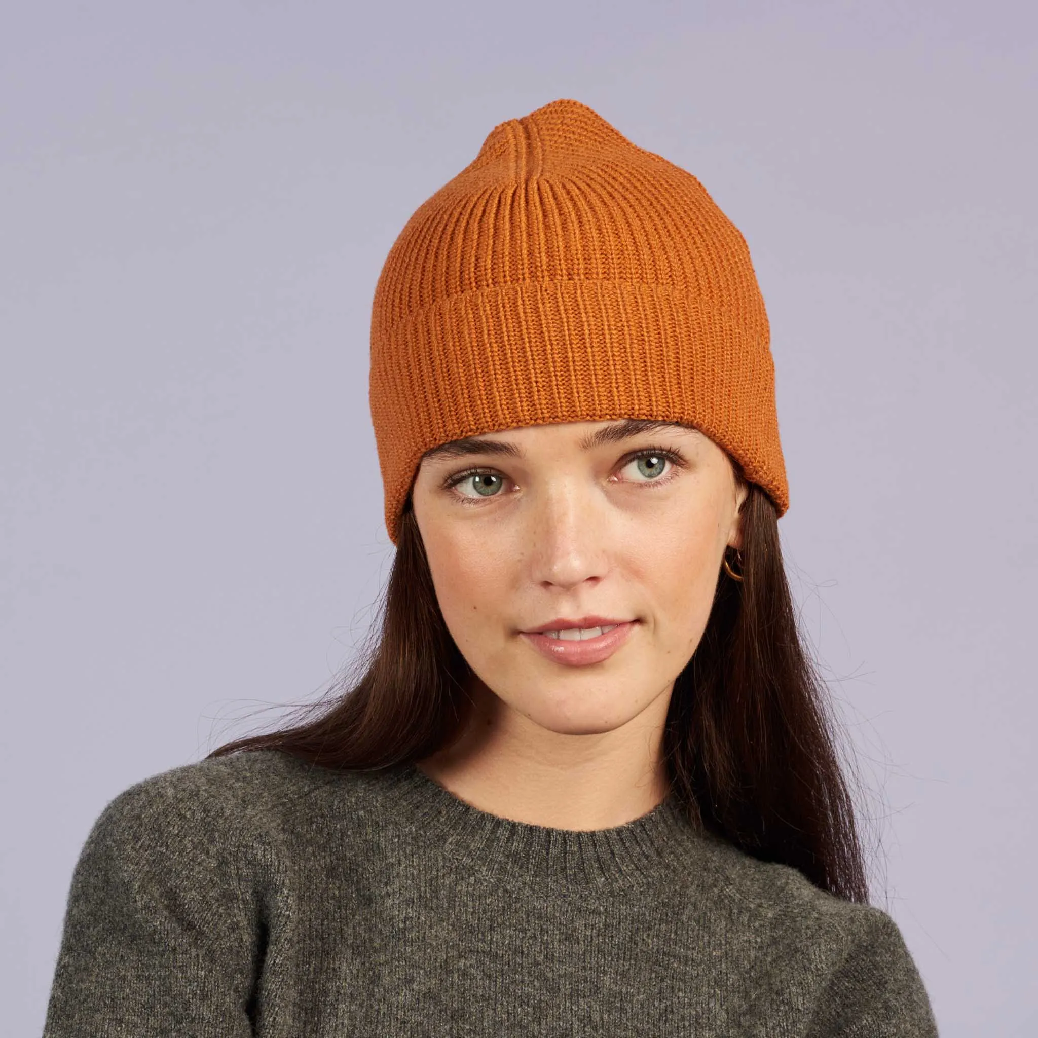 Rust Orange Cashmere Blend Beanie - Small Fit