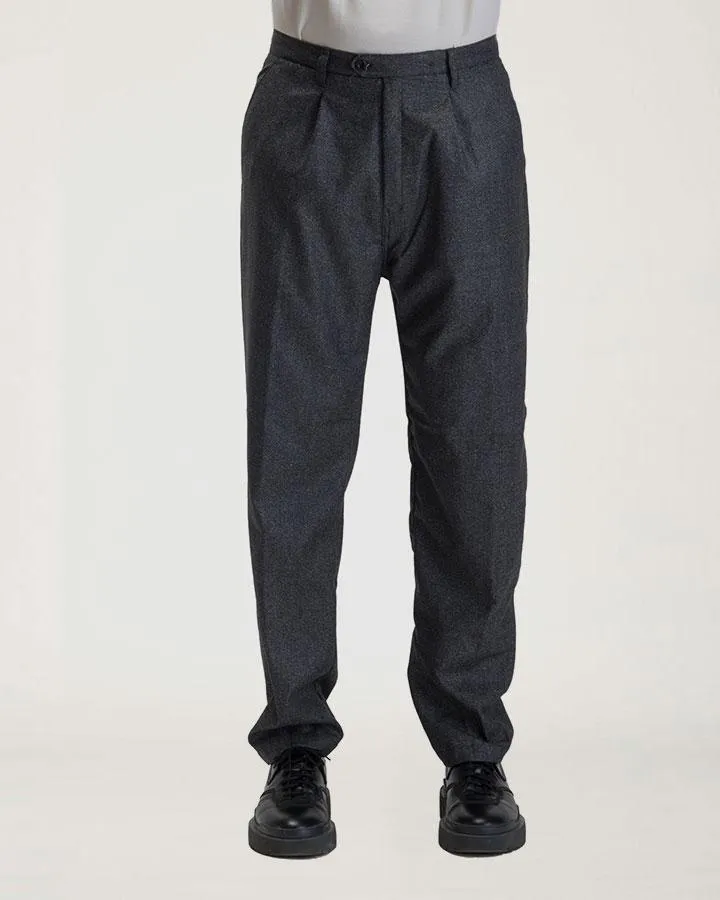 SEABISCUIT - WIDE TROUSERS - Wool Dots Dark Gray