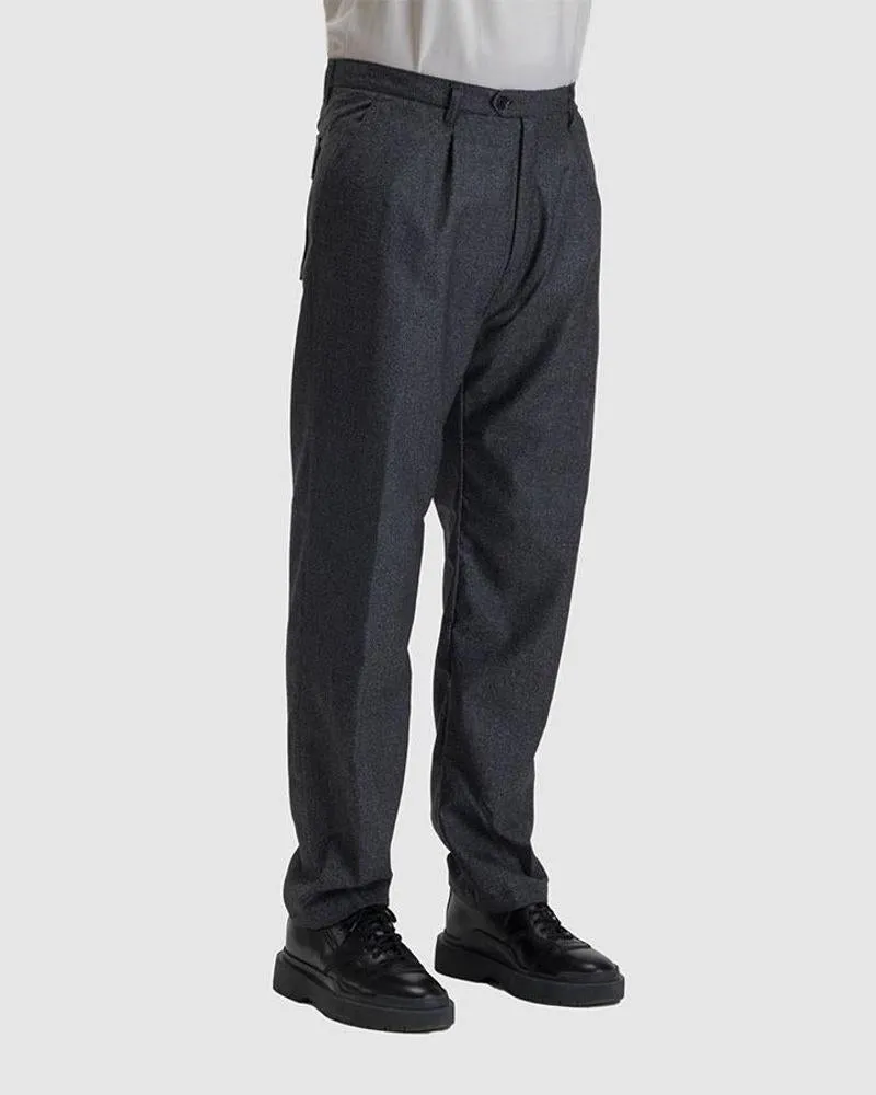 SEABISCUIT - WIDE TROUSERS - Wool Dots Dark Gray