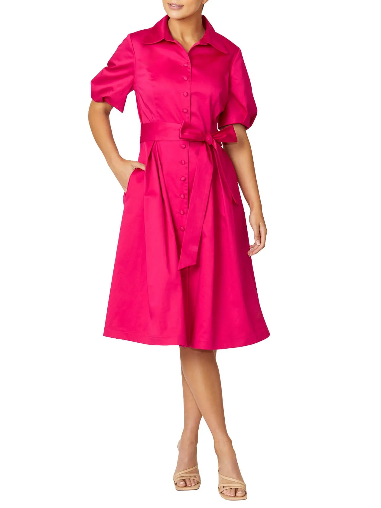 Simone Cerise Shirtdress