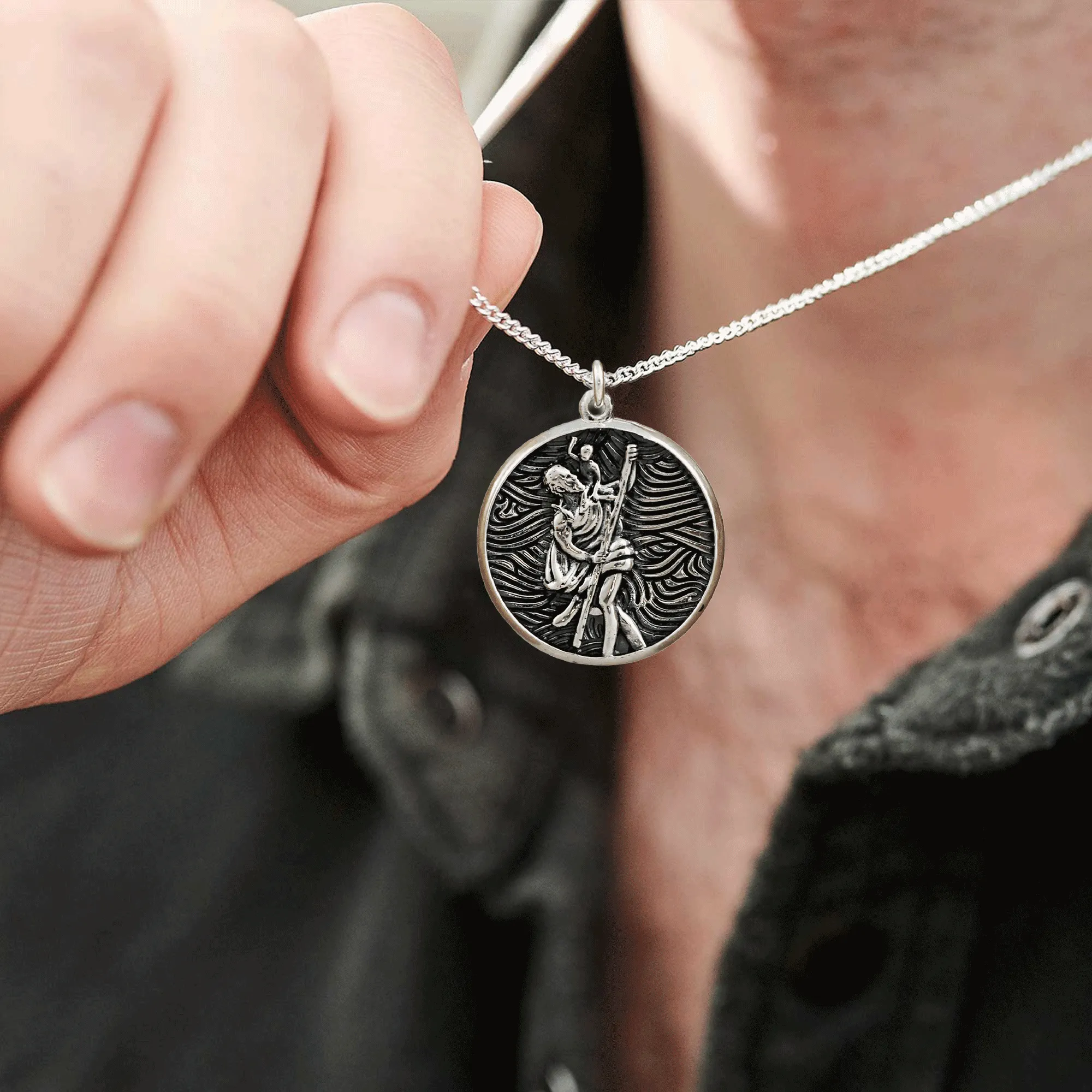 Storm Guardian Silver St Christopher Necklace