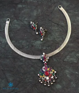 The Aham Silver Navaratna Pendant (Oxidised)