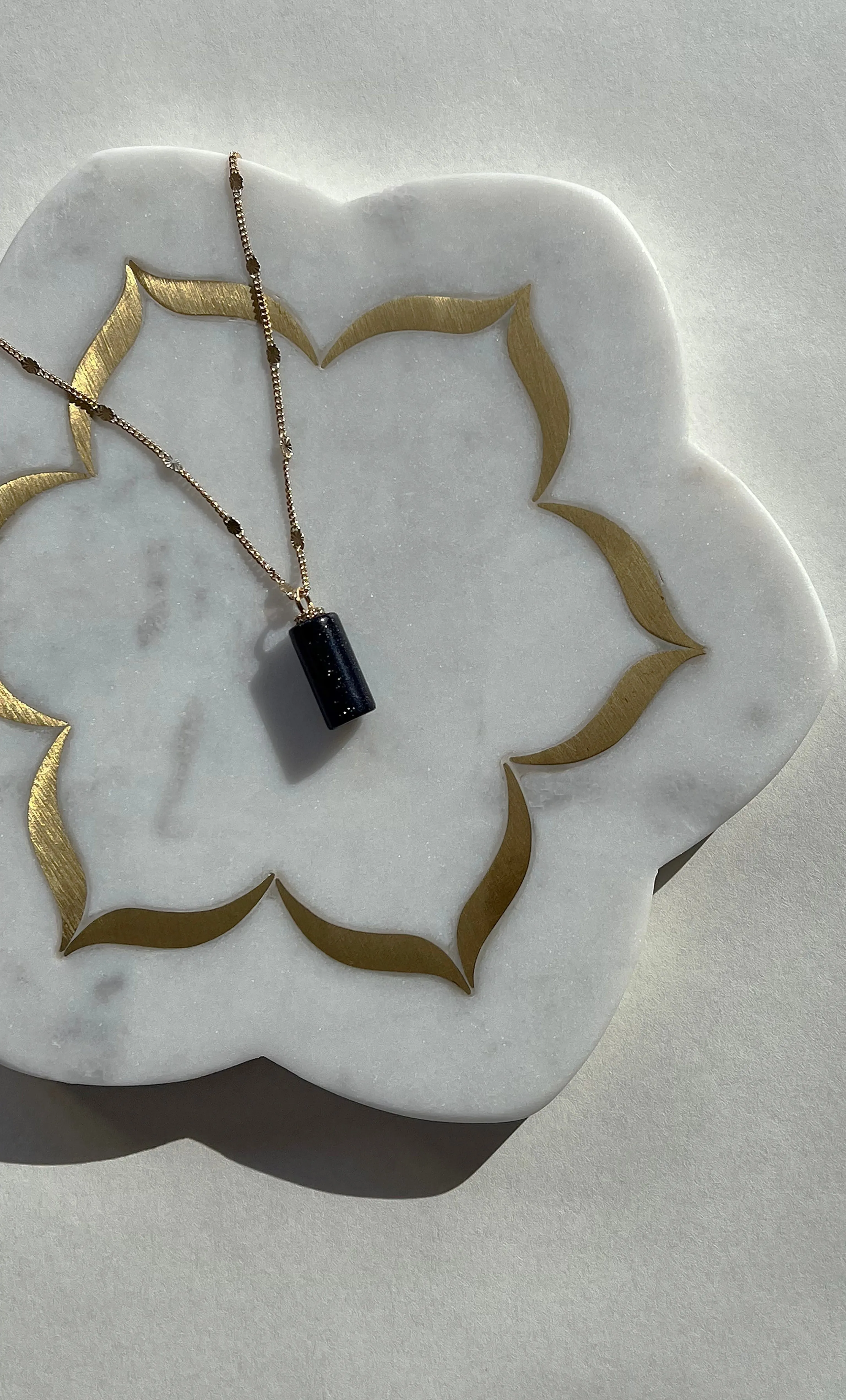 The Tunik Message in a Bottle Charm Necklace - Blue Goldstone