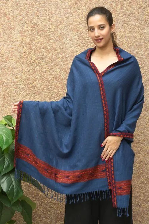 TICH Exclusive Soft Himachal Wool Stole - Warm Blue Kinnauri