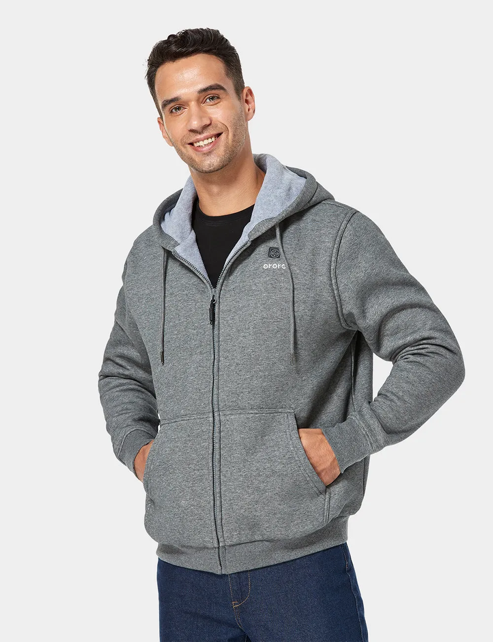 Gray Flecked Unisex Heated Fleece Hoodie with Optimal Comfort