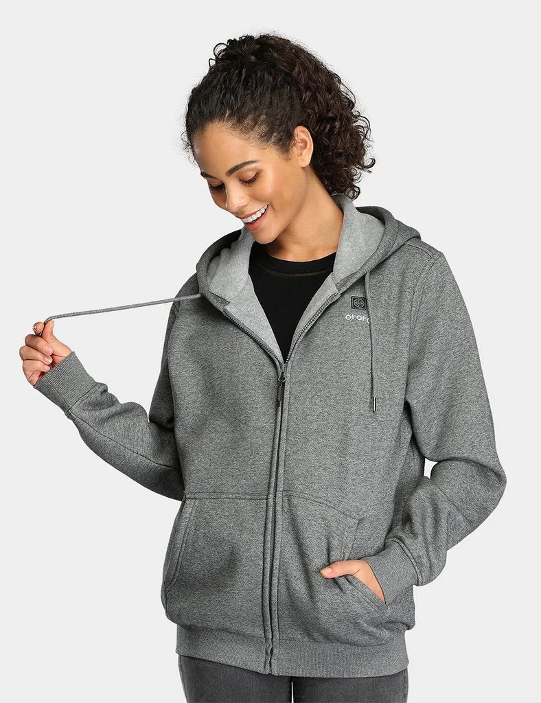 Gray Flecked Unisex Heated Fleece Hoodie with Optimal Comfort