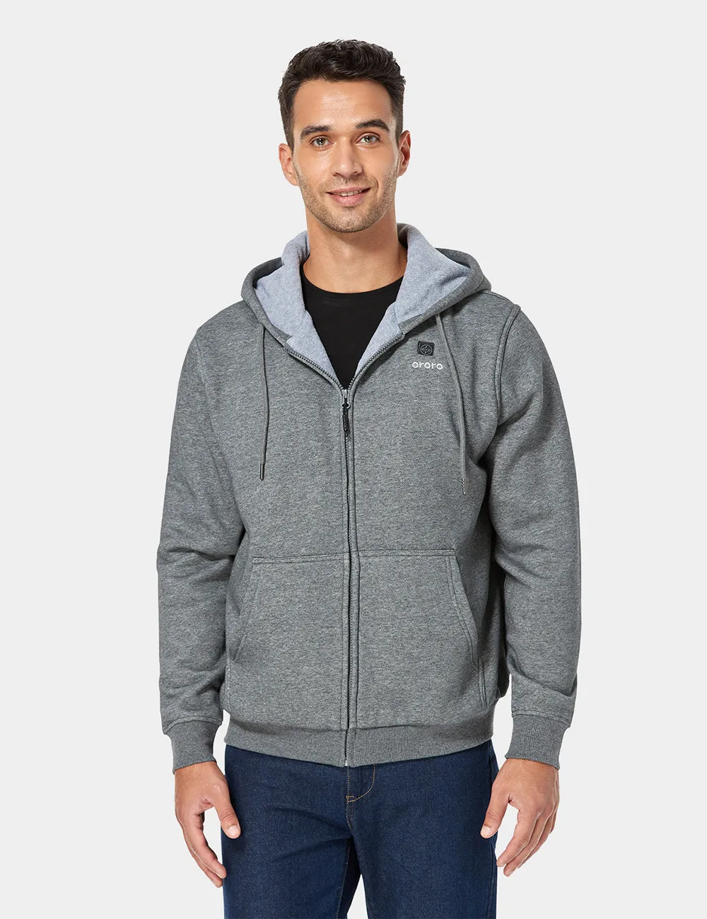 Gray Flecked Unisex Heated Fleece Hoodie with Optimal Comfort